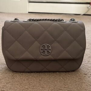 Tory Burch Taupe Quilted Shoulder/ Crossbody Bag